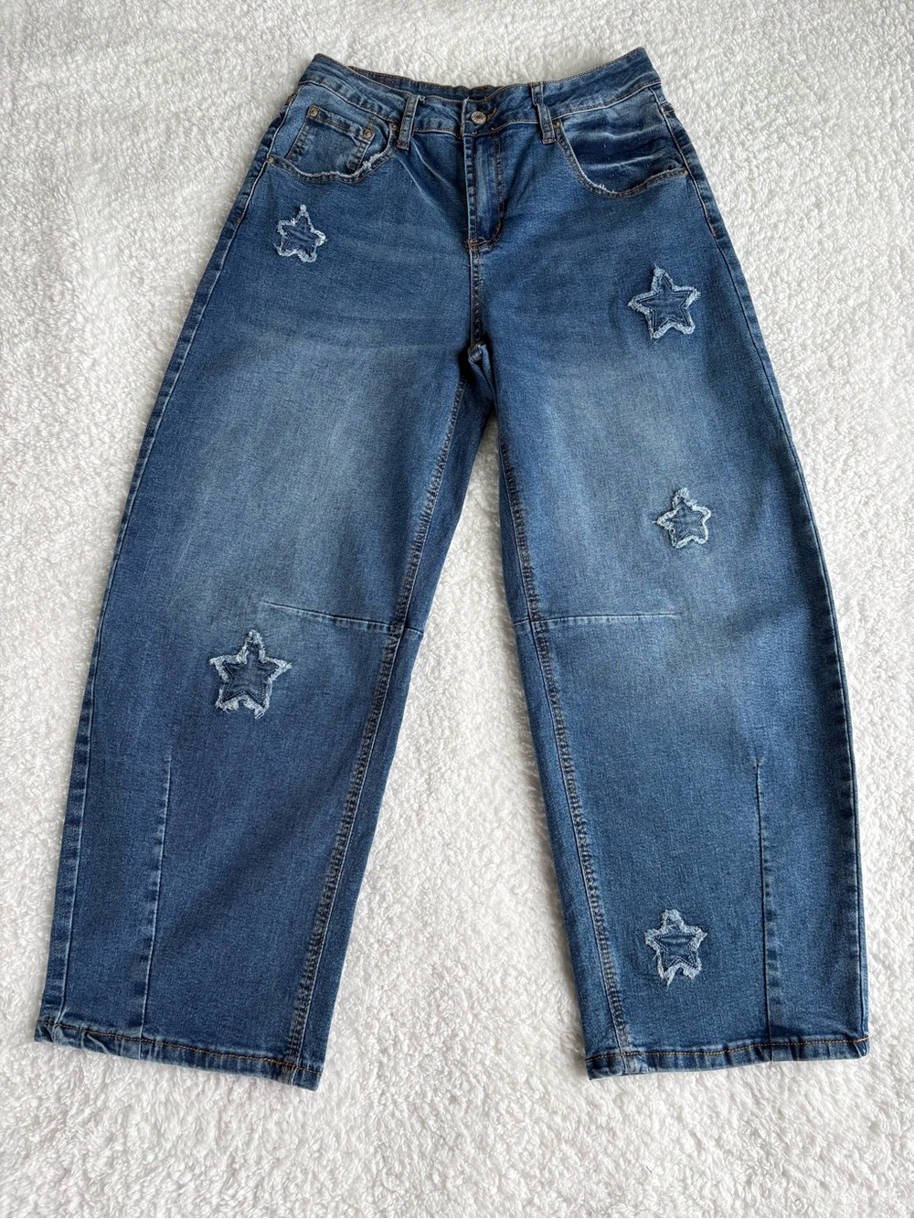 Sidefeel Star Wide Leg Barrel Jeans - Mid Wash - Size 10
